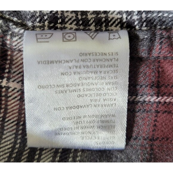 Weatherproof Vintage Men’s 2XL Flannel Shirt Gray Maroon Plaid Western Cowboy - Picture 7 of 10